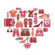Clothing and Accessories Icons in Heart Shape N2