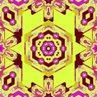 Bright symmetrical seamless pattern in ethnic style