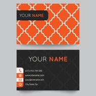 Business card template orange and white pattern vector design