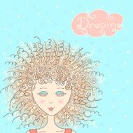 vector dreaming woman