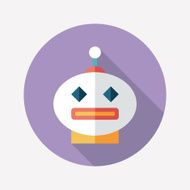 Robot flat round icon with long shadows Set 8
