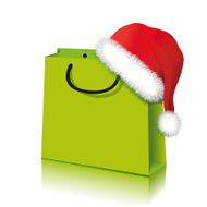 Santa hat with shopping bag