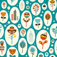 Seamless pattern with colorful flowers on turquoise background