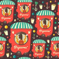 Retro seamless pattern with popcorn seller