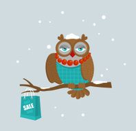 Portrait of fashionable owl on great winter sale