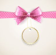 Vector illustration isolated pink polka dots bow N3