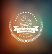 Cupcake food label over blurred background N4