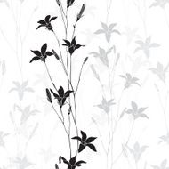 Seamless monochrome vector pattern with bellflowers