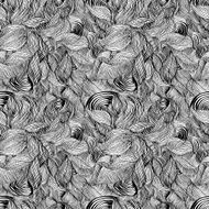 Black pattern with ornamental stylized flowers seamless wallpaper N2