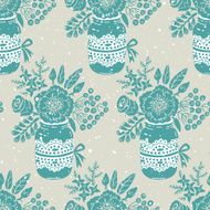 Vintage seamless pattern with a bouquet of flowers N5