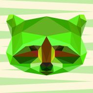 Bright green colored polygonal raccoon background
