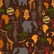 African ethnic seamless pattern with stylized icons