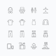 vector linear web icons set - man clothing store collection