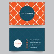 Business card template orange and white pattern vector design editable