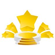honour succeed podium rostrum with divergent stars background N2