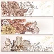 Brochure vector set in floral style with flowers