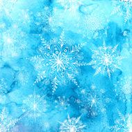 Watercolor background with snowflakes