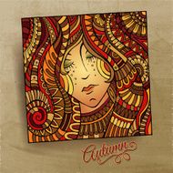 Vector decorative autumn girl portrait