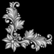 Baroque ornamental antique gold element on black background N2