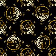 Beautiful peacock feathers Gold pattern N3