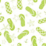 vector nautical flip flops green seamless pattern background