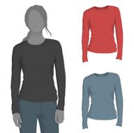 Women&#039;s Long Sleeve T-Shirt Mockup Template