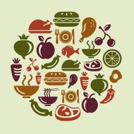 Food Fruits and Vegetables Icons in Circle Shape N2