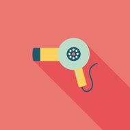 Hair dryer flat icon with long shadow N11
