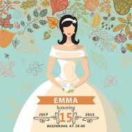 Bridal shower invitation Bride and autumn leaves