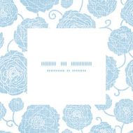 Blue textile peony flowers square frame pattern background
