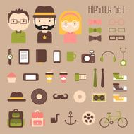 Hipster style elements and characters icons set for retro design