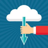 Human hand with arrow and cloud Download concept