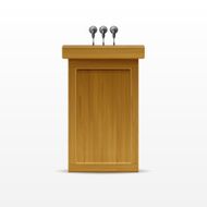 Vector Wooden Podium Tribune Rostrum Stand Isolated on White