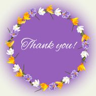 Thanksgiving card with a wreath of crocuses