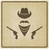 cowboy hat and gun old background