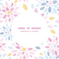Abstract textile colorful flowers round frame seamless pattern background