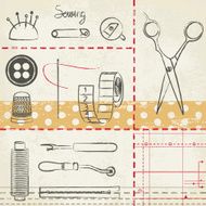 Vintage hand drawn sewing related poster