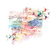 Colorful music background with hummingbirds N2
