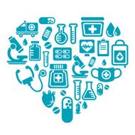 Medical Icons in Heart Shape