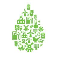 Environmental Protection Icons in Drop Shape N3