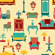 living furniture seamless pattern background - Illustration