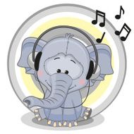 Elephant with headphones N2