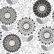 Monochrome seamless pattern of abstract flowers N10