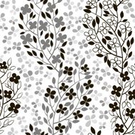 Monochrome seamless pattern of abstract blooming branches N2