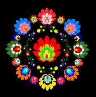Traditional Polish repetitive folk floral pattern vector
