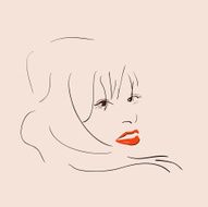 Beautiful woman with red lips