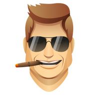 smiling male faces with sunglasses and cigar