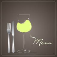knife and fork steel glass filled with white wine