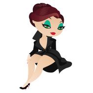 Femme fatale in a black cloak