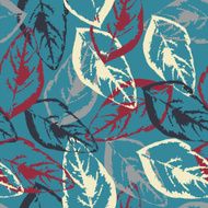 Seamless texture of leaves on blue background